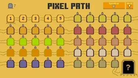 Pixel Path level map showing the 50-stage progression grid